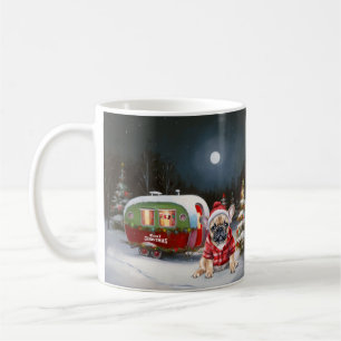 Winter Franse Bulldog Caravan Kerstmis Avontuur Koffiemok