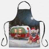 Winter Franse Bulldog Caravan Kerstmis Avontuur Schort (Voorkant)