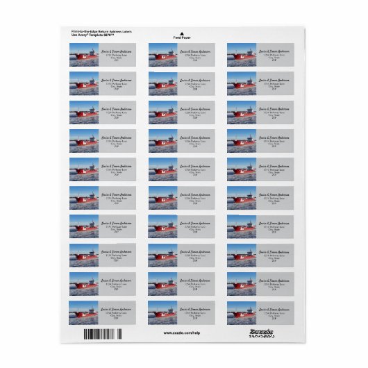 Winter Freighter Over Bright Great Lakes Adres Etiket (Full Sheet)