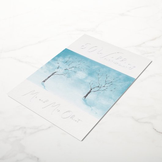 Winter Freshness Bruiloft Jubileum 50 jaar Folie Uitnodiging (Gedraaid)