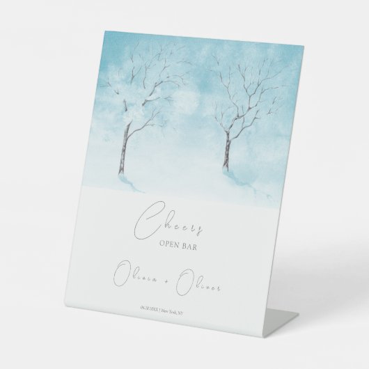 Winter Freshness Bruiloft Open Bar Proost Reclamebord Met Voetstuk (Voorkant)