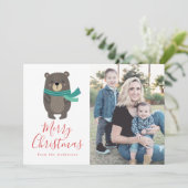 Winter Friends | Beer Holiday-fotokaart Feestdagenkaart (Staand voorkant)