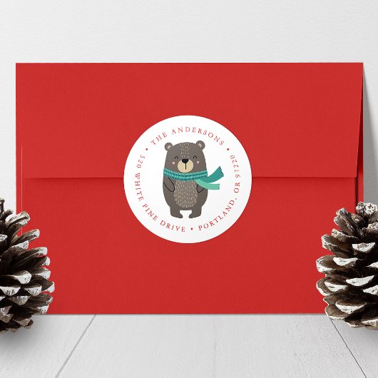 Winter Friends Beer Holiday Return Address Ronde Sticker
