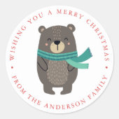 Winter Friends | Beer Vakantie Ronde Sticker (Voorkant)