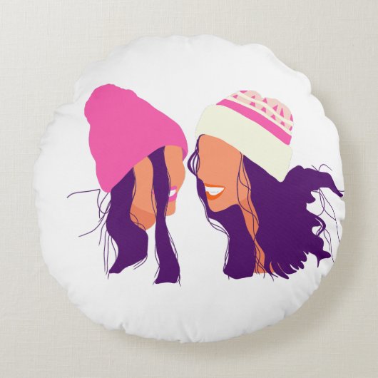 Winter Friends • Christmas Rond Kussen (Voorkant)