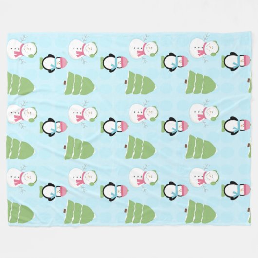 Winter Friends Fleece Deken (Voorkant (Horizontaal))