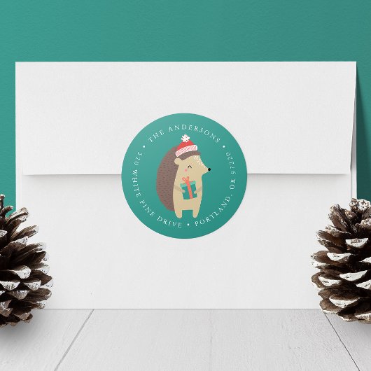 Winter Friends Hedegel Holiday Return Address Ronde Sticker
