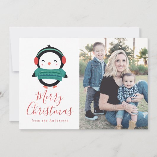 Winter Friends | Penguin Holiday-fotokaart Feestdagenkaart (Voorkant)