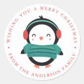 Winter Friends | Penguin Holiday Ronde Sticker (Voorkant)