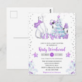 Winter Friends Polar Beer & Penguins Baby shower Briefkaart (Voorkant / Achterkant)