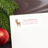 Winter Friends Reindeer Holiday Return Address Etiket