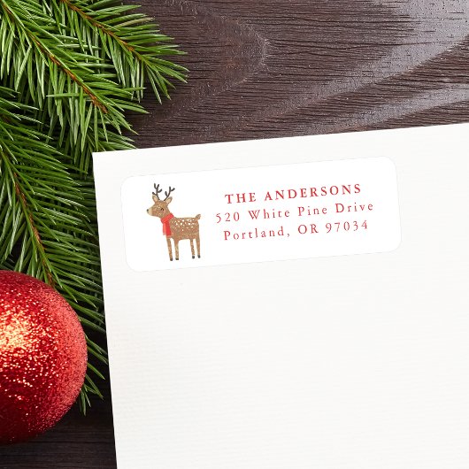 Winter Friends Reindeer Holiday Return Address Etiket