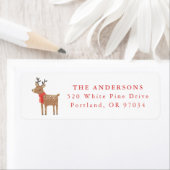 Winter Friends Reindeer Holiday Return Address Etiket (Insitu)