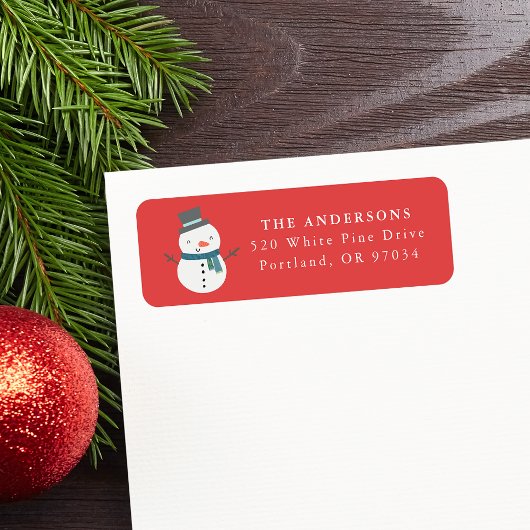 Winter Friends Snowman Holiday Return Address Etiket