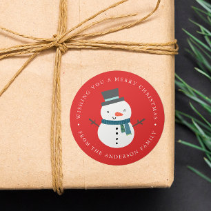 Winter Friends   Snowman Holiday Ronde Sticker