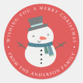 Winter Friends | Snowman Holiday Ronde Sticker (Voorkant)