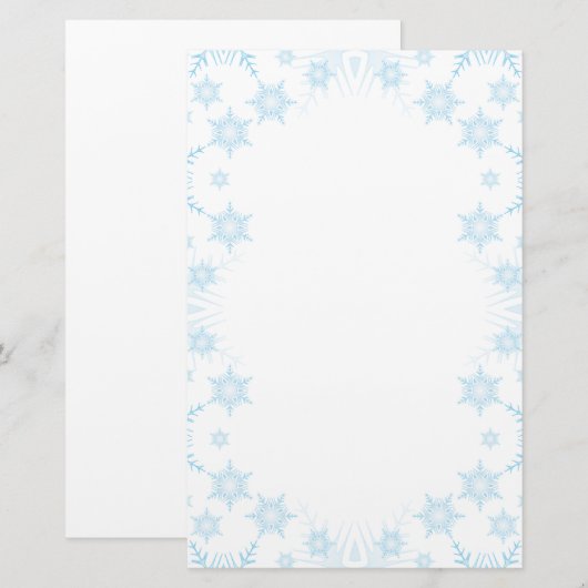 Winter Frost Ice Crystal Borders Kerstbrief Briefpapier (Voorkant / Achterkant)