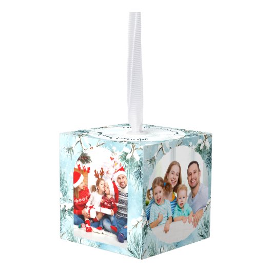 Winter Frost Personalized Christmas Multi Photo Decoratie (Achter hoekig)