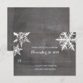 Winter Frost Sneeuwvlokken krijtbord | Bruiloft RS RSVP Kaartje (Voorkant / Achterkant)