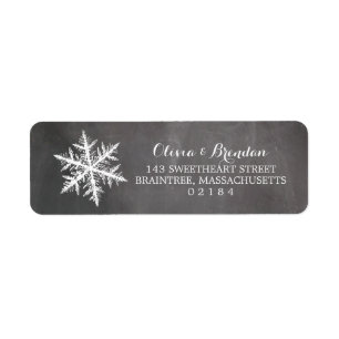 Winter Frost Sneeuwvlokken Krijtbord Retouradres Etiket