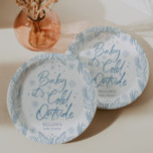 Winter Frost Snowflake Baby shower Baby Het is kou Papieren Bordje