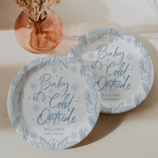 Winter Frost Snowflake Baby shower Baby Het is kou Papieren Bordje