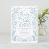Winter Frost Snowflake Baby shower Baby Het is kou Programmakaart (Staand voorkant)