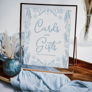 Winter Frost Snowflake Baby shower Kaarten en gesc Poster