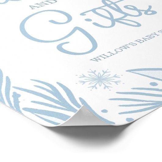 Winter Frost Snowflake Baby shower Kaarten en gesc Poster (Hoek)
