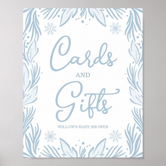 Winter Frost Snowflake Baby shower Kaarten en gesc Poster (Voorkant)