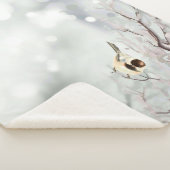 Winter Frosty Tree Chickadee Bird Blanket Sherpa Deken (3/4)