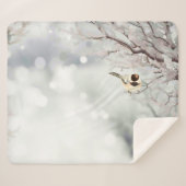 Winter Frosty Tree Chickadee Bird Blanket Sherpa Deken (Voorkant (horizontaal))