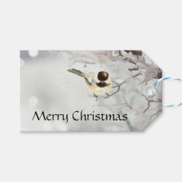 Winter Frosty Tree Chickadee Bird Custom Name Cadeaulabel