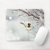 Winter Frosty Tree Chickadee Bird Custom Name Muismat (Met muis)