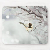 Winter Frosty Tree Chickadee Bird Custom Name Muismat (Voorkant)