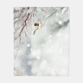Winter Frosty Tree Chickadee Bird Fleece Deken (Voorkant)