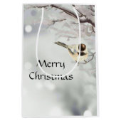 Winter Frosty Tree Chickadee Bird Kerstmis Medium Cadeauzakje (Voorkant)