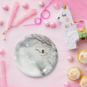 Winter Frosty Tree Chickadee Vogelkunst Papieren Bordje (Feest)