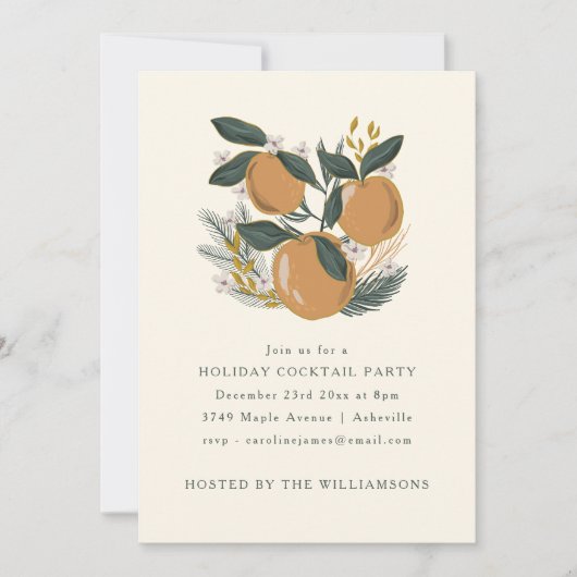 Winter Fruit Kerstmis Cocktail Party Vakantie Kaart (Voorkant)