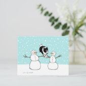 Winter Fun Border Collie | Hond Kerstvakantie Feestdagenkaart (Staand voorkant)