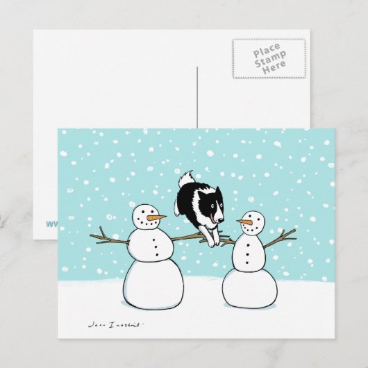 Winter Fun Border Collie | Hond Kerstvakantie Feestdagenkaart (Voorkant / Achterkant)