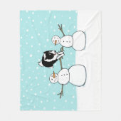 Winter Fun Border Collie Hond met Sneeuwmannen Vak Fleece Deken (Voorkant)