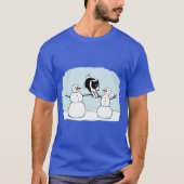 Winter Fun Border Collie with Snowmen Cute Dog Hol T-shirt (Voorkant)