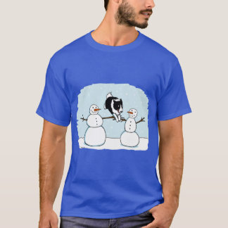 Winter Fun Border Collie with Snowmen Cute Dog Hol T-shirt