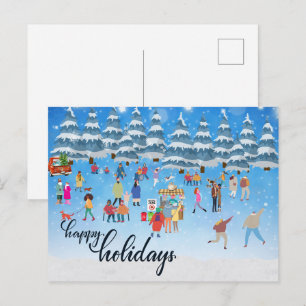 Winter Fun Feestelijke Groeten Vakantie Briefkaart