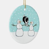 Winter Fun Holiday Border Collie Hond met Sneeuwma Keramisch Ornament (Rechts)