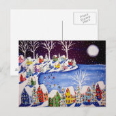Winter Fun Ice Skaters Houders Post Card Briefkaart (Voorkant / Achterkant)