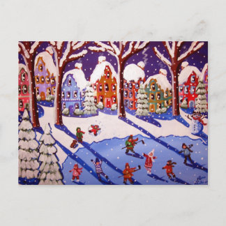Winter Fun Ice Skaters Post Card Briefkaart
