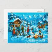 Winter Fun in Alpine Village Feestdagenkaart (Voorkant / Achterkant)