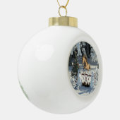 Winter Fun Jumping Paard en Sneeuwmannen Keramische Bal Ornament (Links)